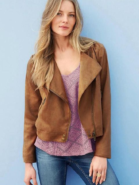 Women Winter Turn Down Collar Long Sleeve Suede Tassel Jackets Small Coats Cardigan Tops