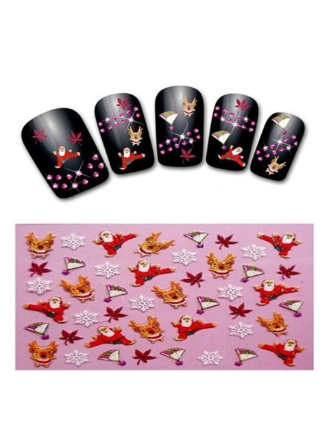 New Nail Art Stickers Decalque Natal Papai Noel / Parachute / Folha / Projeto Do Floco De Neve 3D Etiqueta Do Prego Manicure Francês DIY Ferramentas