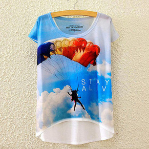 Ny mode kvinders kortærmet grafisk trykt t-shirt