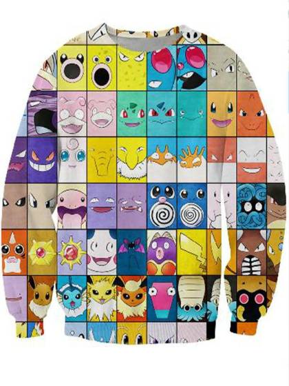 Moda Pokemon Unisex Cult Pop Star Hip Hop Sweater mangas largas Sudaderas con y sin capucha para hombre