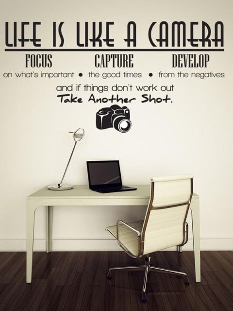 Konstord Väggdekal Livet är som en kamera Heminredning PVC Bokstäver Dekaler Väggmålning