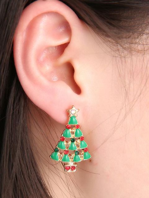 Fashion Jewelry Personality Christmas Tree Pattern Earbobs Earrings Christmas Gifts Pendant