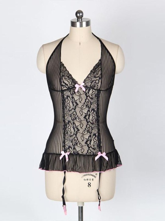 Neue Mode Sexy Dessous Overalls Nachtwäsche Backless Babydoll Perspektive Nachtwäsche