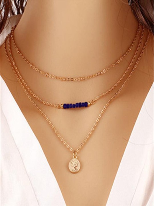 New Elegant Multilayer Geometry Chain Pendant Necklace Jewelry Accessories