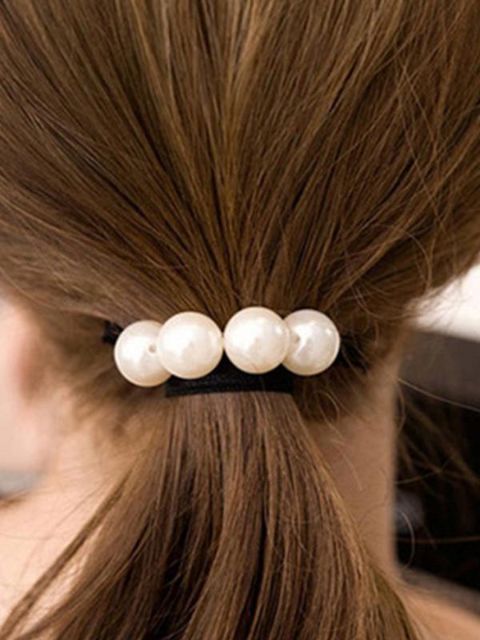 Simple Pearls Knyttet hår Ring Hårbånd til kvinders hårtilbehør Høje elastiske hårreb