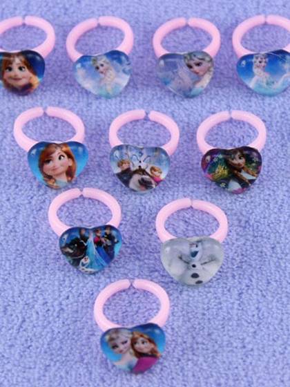 Kids Girls Frozen Free Fall Elsa Anna Princess Snowman Snowflakes Christmas Elastic Hair Bands Glass Heart Shape Ghildren Hair Ring Hair Accessories