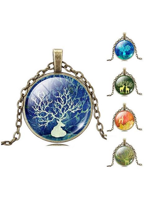 Série de Noël bijoux en verre de mode collier chaîne pendentif rétro vintage cadeaux de Noël