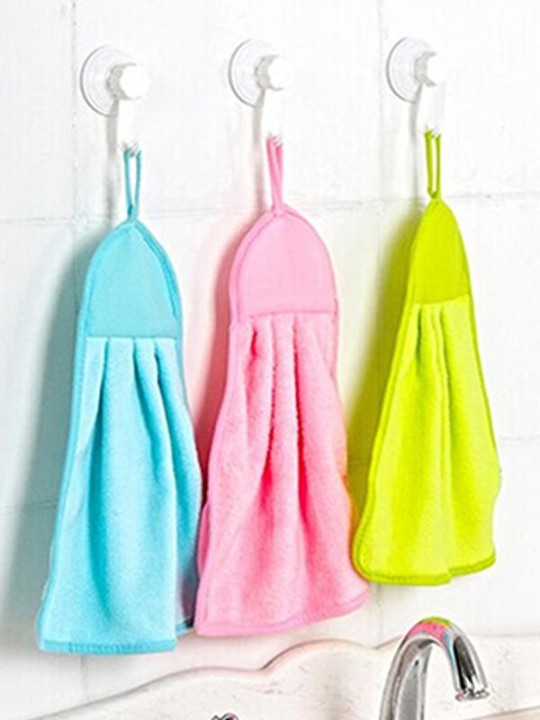 Quick-Dry Coral Velvet Hanging Hand Towel Kitchen Washing Strong Absorption Microfiber Drying Towel