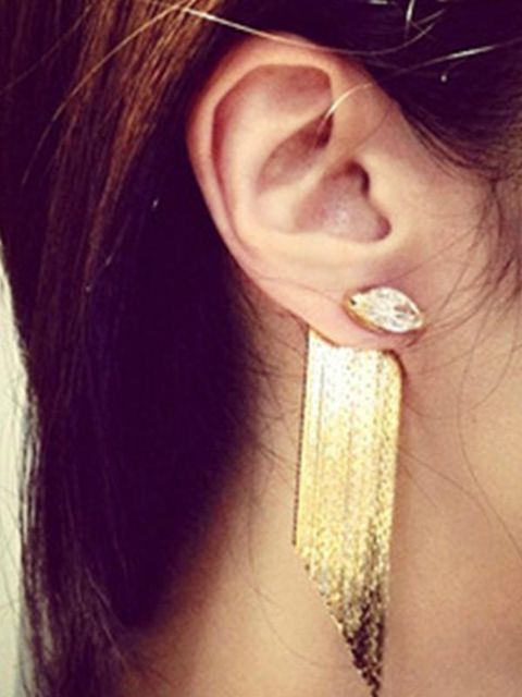 Toppkvalitet Nya överdrivna guldpläterade långa tofsörhängen / klipörhänge för damsmycken