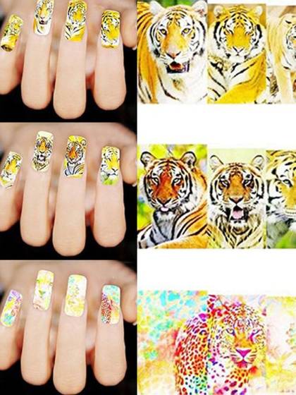 Frauen Mode 3D Animal Prints Nail Art Aufkleber Aufkleber für Handys &amp; Nails Dekorationen In 3 Farbe