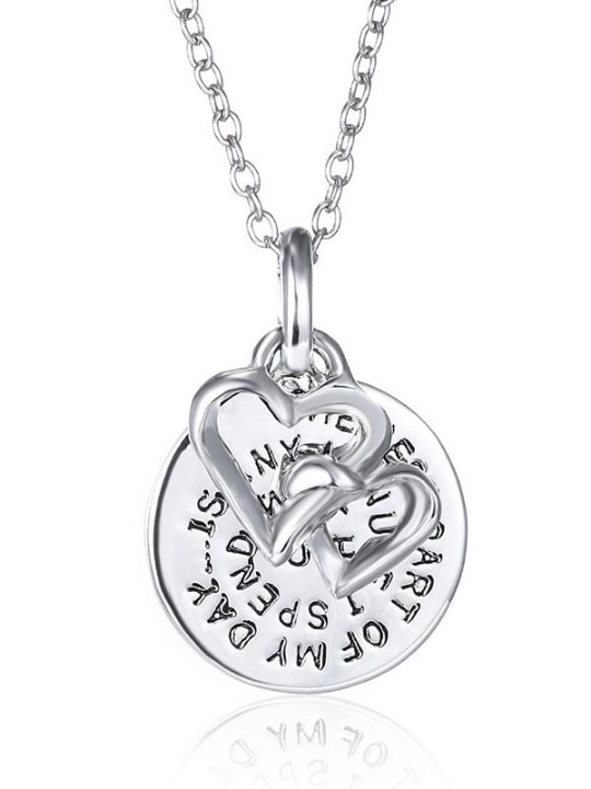 Moda Jóias Hallow Heart Drop Presentes Do Amor Lema Cadeia Pingente de Colar de Jóias Acessórios Presentes