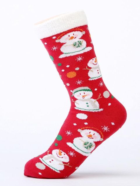 Naisten Lumiukkokuvioiset sukat Joululahja Sukka Muoti Talvivilla Söpöt Sukat Lämpimät Sukat