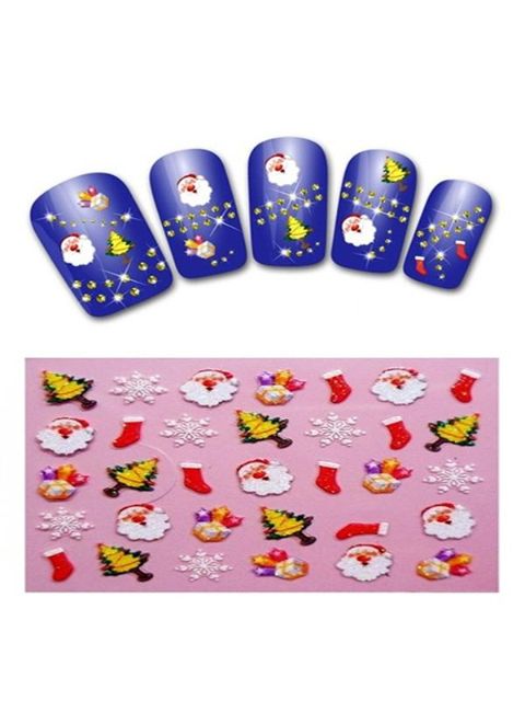 Nuevo Nail Art Stickers Calcomanía Árbol de Navidad / Calcetines / Santa Claus / Snowflake 3D Etiqueta Engomada Del Clavo Francés Manicura Herramientas de BRICOLAJE