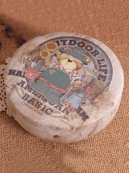 Christmas Tin Box Cartoon Bear Print Mini Jewelry Case Desktop Round Candy Cookies Storage Boxes Gifts