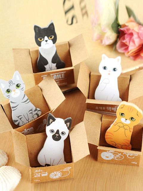 Cute brevpapir tegneserie kasse kat noter klistermærker børn studerende &amp; kontor fødselsdag forretning skrivning gaver