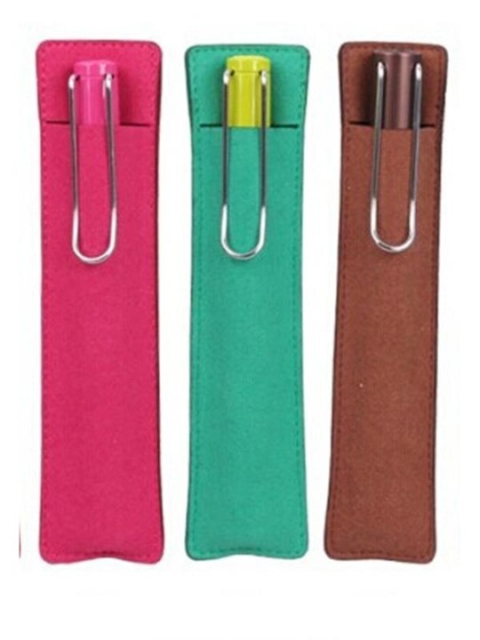 Moda criativa doces cor couro lápis estojo saco de lápis