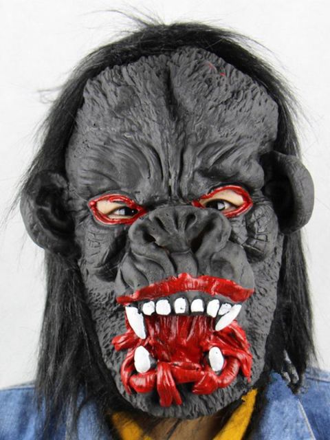 Black Horrible Chimpanzee Face Mask Halloween Dance Party Use Accessories