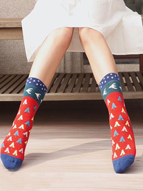 Frauen Socken Cute Baum Muster Kurze Weihnachtsgeschenk Socke Mode Winter Wolle Nette Socken Warme Socken