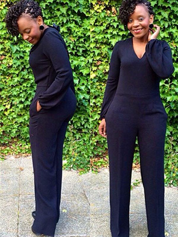 Konur Ný tíska V-háls Jumpsuit Rompers Dömur Frock Playsuit yfirhafnir S-XL Laus