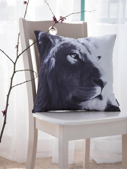Simple Casual Fashion Lion Impreso Cotton Automotive Sofa Funda de almohada Funda de cojín del coche
