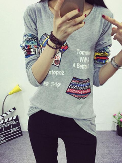 Mode automne femmes lettre imprimer moulante grande taille sweat à la mode décontracté o-cou lâche hauts et T-shirts