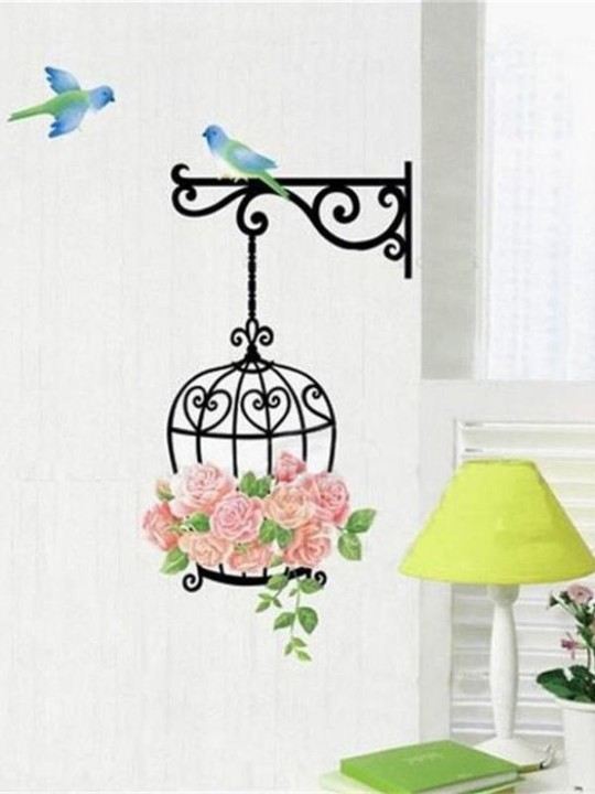 Delicate New Fashion Vogelkäfig Wandaufkleber Home Decor Vinyl Abnehmbare Wandbild Aufkleber Mit Vögel Heißer Verkauf