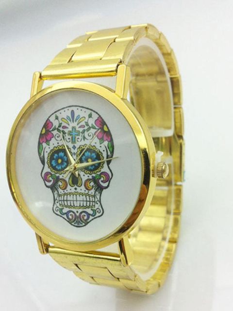 Uusi kuuma muoti sarjakuva sokeri kallo tulostaa pinta teräs vyö seos kvartsi kellot