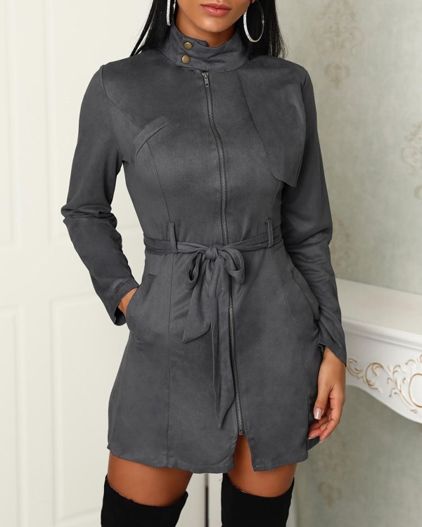 Robe Femme Ceinturee Avec Fermeture Eclair Sur Le Devant Online Discover Hottest Trend Fashion At Ivrose Com