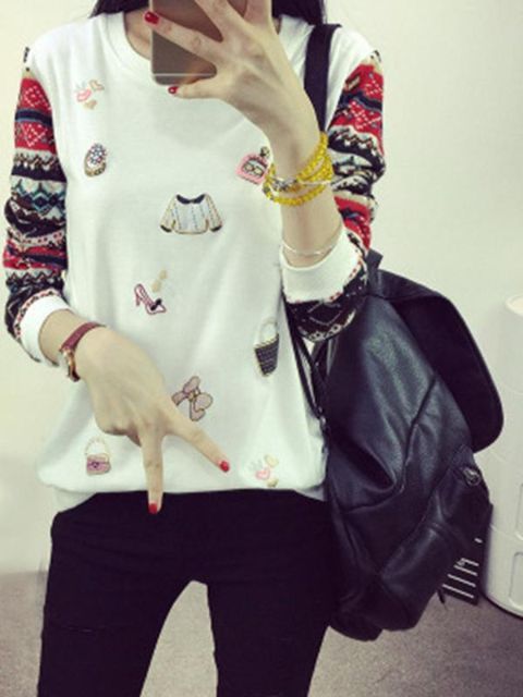 Mode Herbst Frauen Stitching Blumendruck Verdicken Warmes Sweatshirt Trendy Casual Oansatz Lose Hoodies