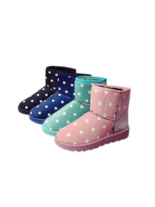 Femmes hiver couleur bonbon décontracté chaud fausse fourrure de daim mi-mollet plat épaissir botte chaussure neige bottines