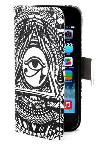 Einföld tíska iPhone 6 tilfelli flip kápa símahaldari Litrík prentun veskis korthafa