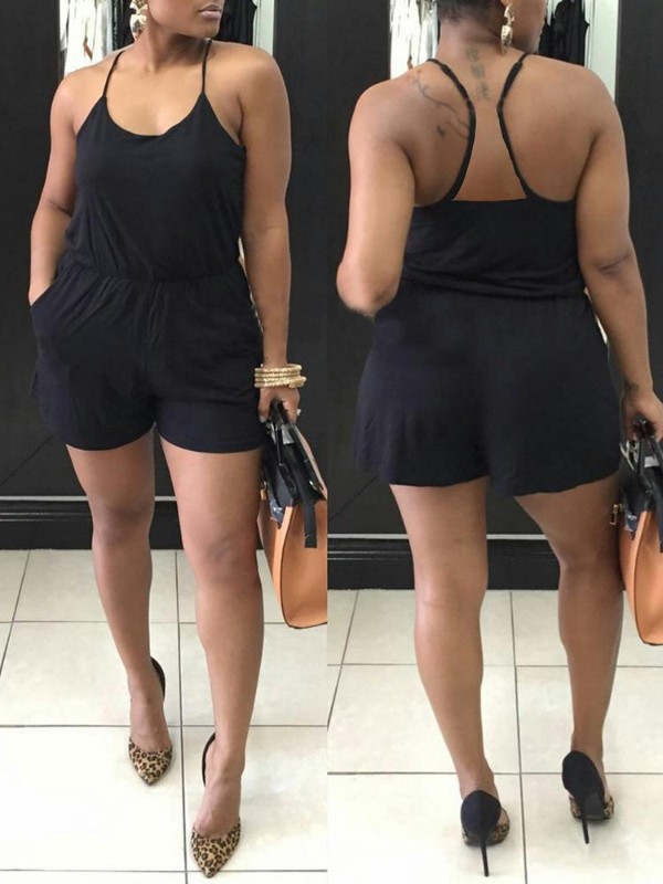 Moda Mulher Sexy Sem Encosto Sem Mangas Macacão Camisola Top Curto Calças Curtas Halter Romper