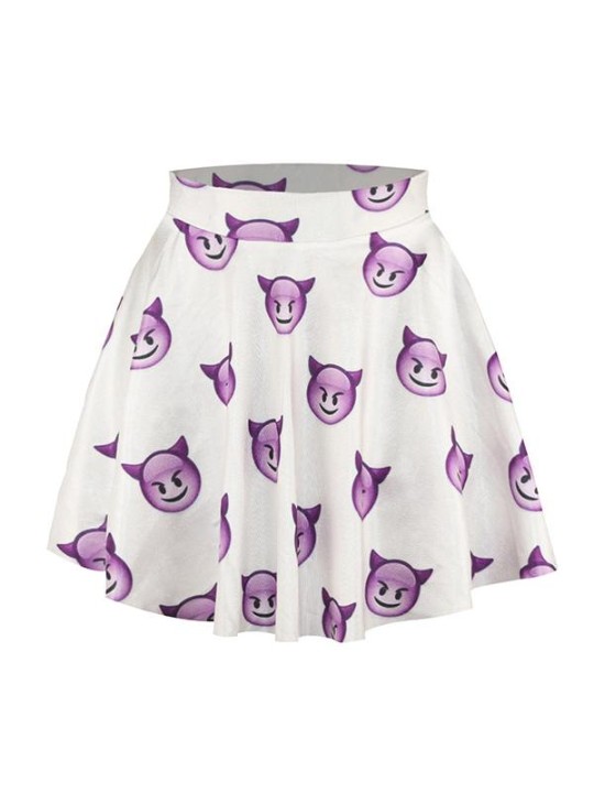 Nýtt sumar frjálslegur tíska Konur Little Devil 3D stafræn prentpils kvenkyns hár mitti lítill pils