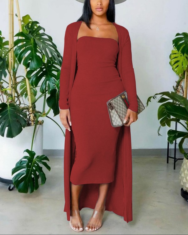 Solid Tube Bodycon -klänning med långlinje