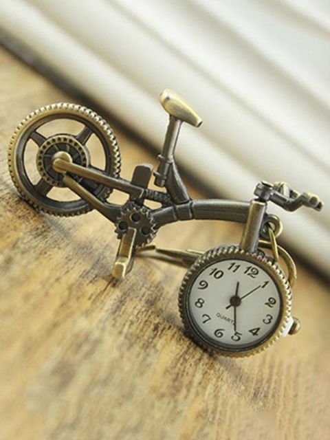 Retro Mini Bronze Bike Bicycle Design Quartz Pocket Watches Pendant Necklace Chain Key Ring Pocket Watch
