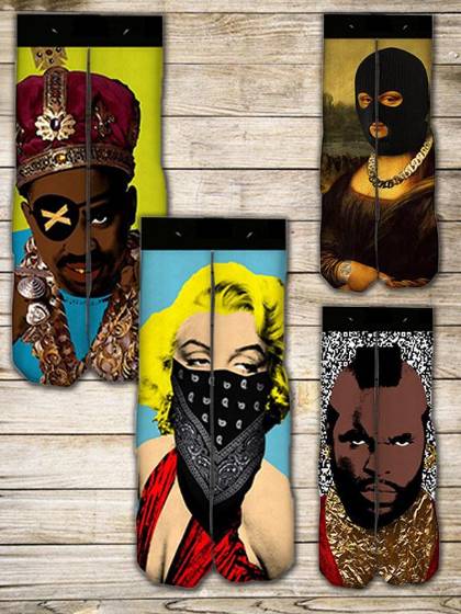 Mode Marilyn Monroe Mona Lisa Ansigtsdesign Strømper Stereotrykstrømper Terry Strømper Termisk overførsel Street Basketball Slipsfarve Strømper