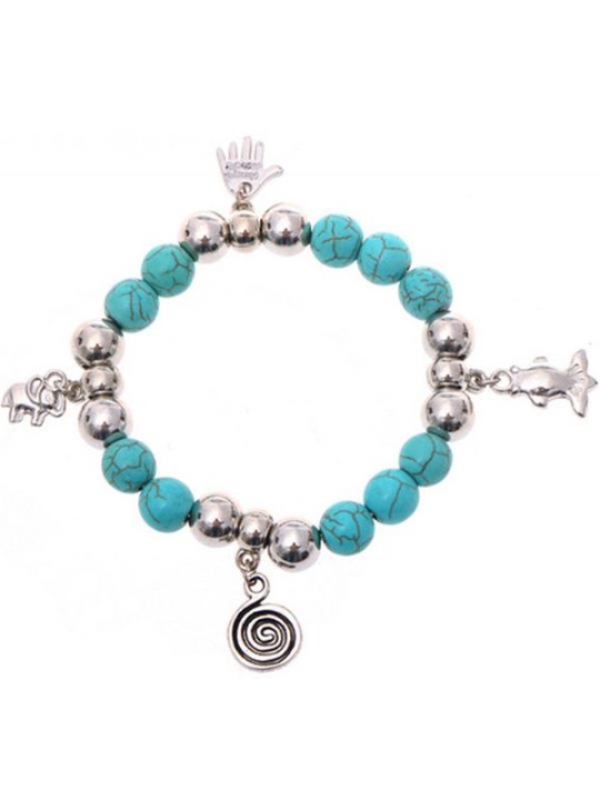 Hot Fashion Turquoise Beads Silver Plated Bracelet Handmade Accessories Jewelry Gifts