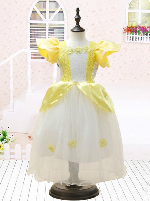 Mode Sød tegneserie Snehvide Babypigekjole Europa-stil Prinsesse Puff ærme Tutu kostume kjole Børnekostume