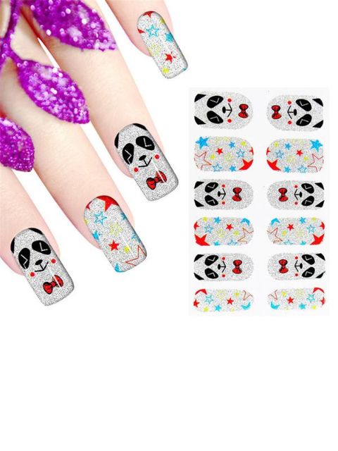 Hot Sale Kvinders søde panda Ny DIY skinnende klistermærke Nail Art Decals Negle Wraps Negle Tools Manicure