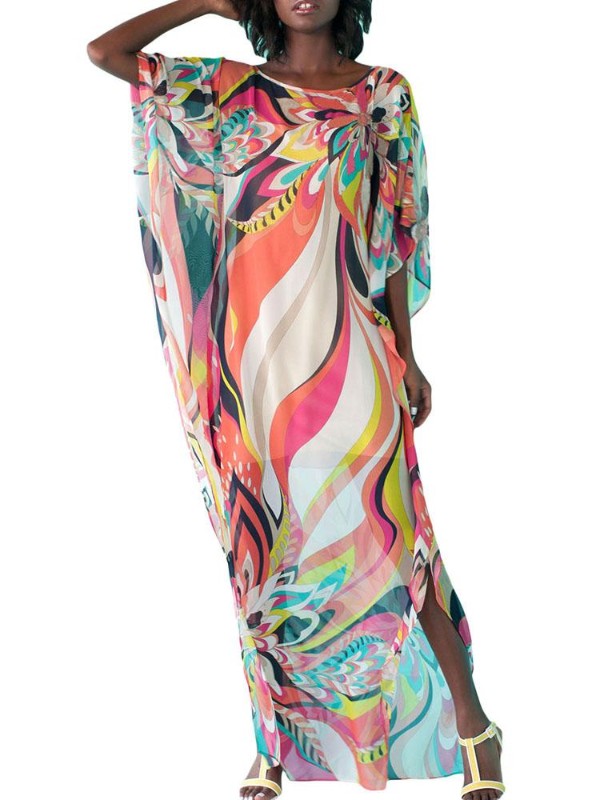 Nouveau Style D&#39;été Sexy Artistique Coloré Floral Print Beachwear Maillots De Bain Maxi