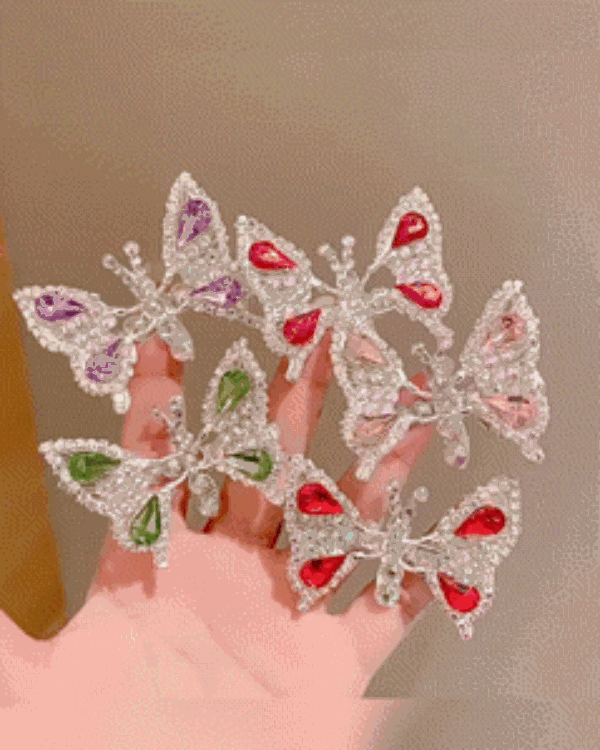 1pc Crystal Stone Decor Flying Butterfly Childern Pince à cheveux