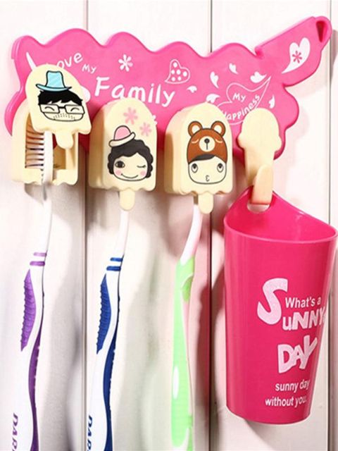 Produtos de Higiene Pessoal Conjuntos de Casa de Banho Criativo Bonito Dos Desenhos Animados Padrão Creme Dental Toothpaste Holder Cup Shelf