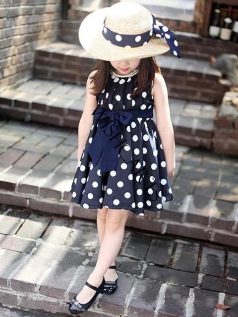 Vestido de princesa sin mangas con lunares y lunares Kids Girl