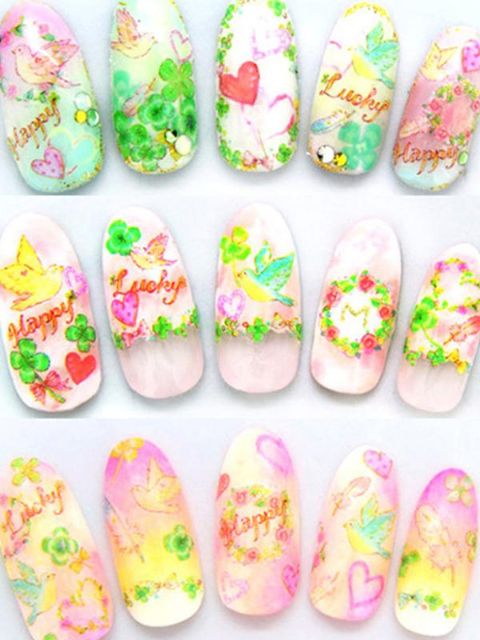 Women's Watermark Cute Bird Clover Sticker Nail Art Decals Nails Wraps Nail Tools Manicure