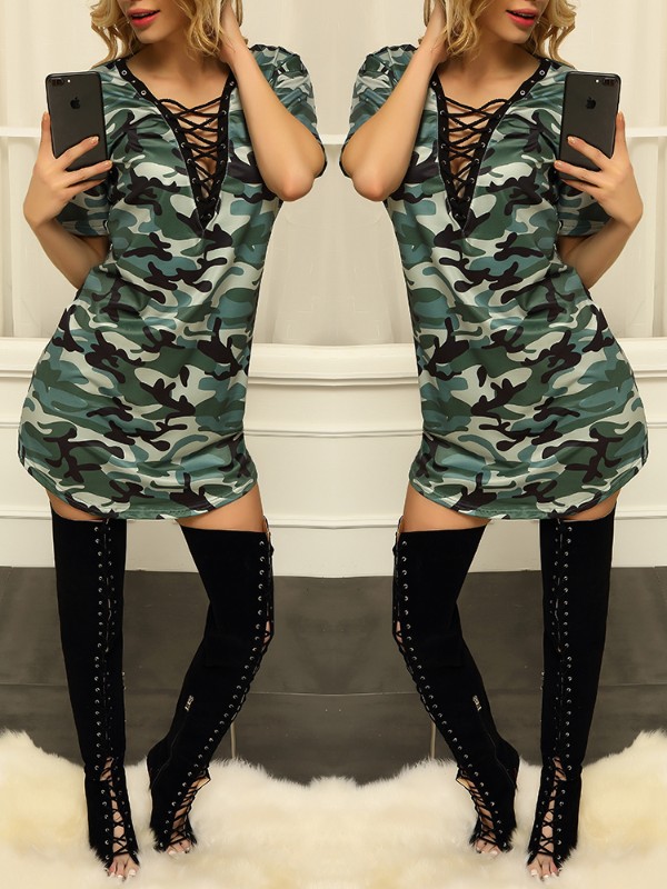 camouflage denim dress