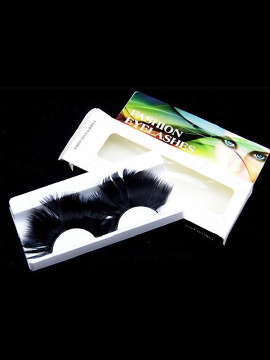 Women's Fashion Beauty Makeup Cosmetic Black Feather Fake Eyelash For Daily Party