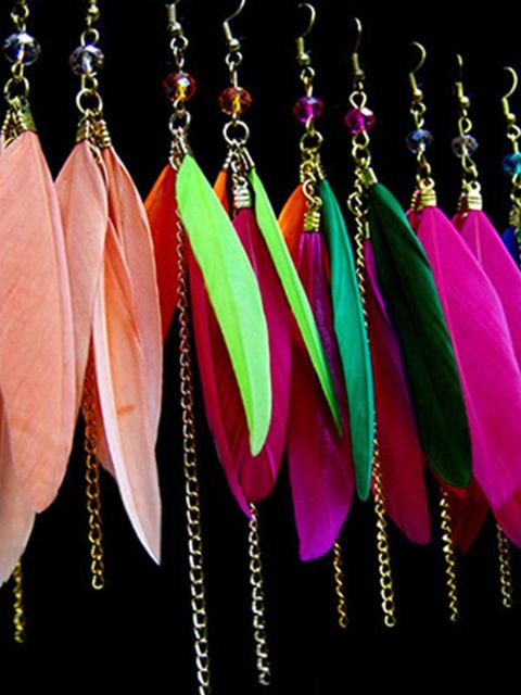 O Vintage Os Brincos De Penas Para As Mulheres Do Sexo Feminino Por Atacado Charme Jóias Moda Brincos Longos