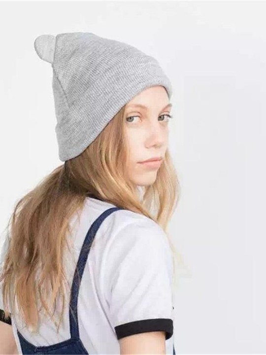 Hiver nouvelles oreilles de mode couleur unie noir / kaki décontracté tout match mignon femmes chapeaux