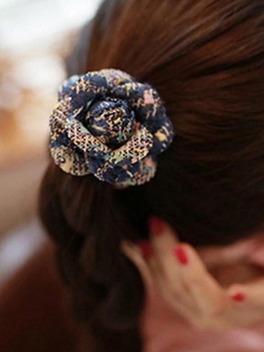 Uld Camellia hårring hårbånd Kvinders hårtilbehør Høj elastisk hår reb perle vedhæng