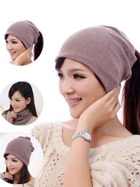 Algodão Mulheres Gorros Caps Outono &amp; Inverno Chapéu Para As Mulheres Caps 3 Maneira De Usar Bonnet